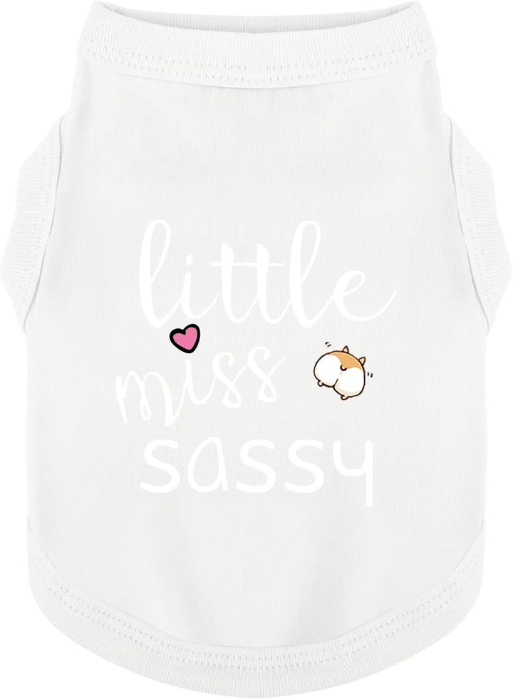 Dog Clothes Fashionable Sleeveless Pet Vest: 'Little Miss Sassy' Printed Cotton Dog Shirt, Ideal for Small, Medium, and Large Breeds, Ensuring Comfort and Breathability Rose Red S