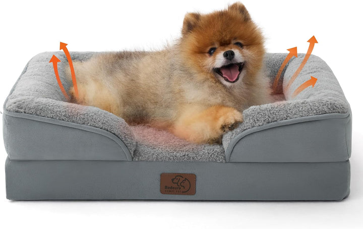 Orthopedic Dog Beds Large Sized Dog - Washable Large Dog Cat Bed Waterproof, Comfort Dogs Couch Sofa with Washable Removable Cover, Pet Bed with Nonskid Bottom, Grey, 35"