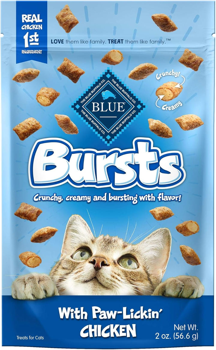 Bursts Crunchy & Creamy Cat Treats, Great for Training, Paw-Lickin' Chicken, 5-Oz Bag