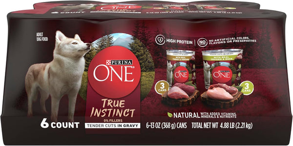 True Instinct Tender Cuts in Gravy with Real Turkey and Venison, and with Real Chicken and Duck High Protein Wet Dog Food Variety Pack - (Pack of 6) 13 Oz. Cans