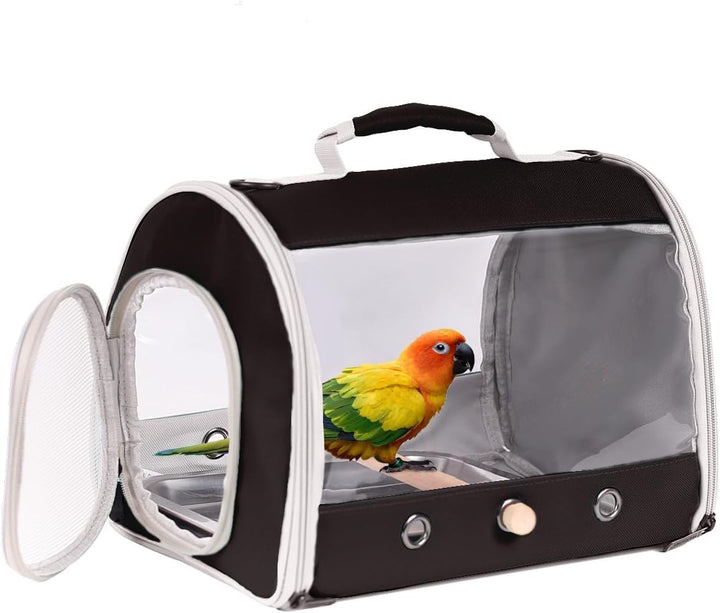 Small Bird Travel Cage Carrier, Portable Parrot Parakeet Carrier with Standing Perch and Comfy Mat, Budgies Carry Transport Bag for Vet Visit Shopping and Outdoor Adventure.