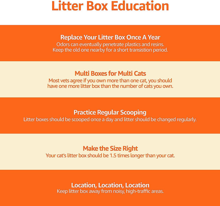 Large Cat Litter Box with High Sides, Open Top, Includes Scoop, 19 X 15 X 11.75 Inches, Grey/Beige