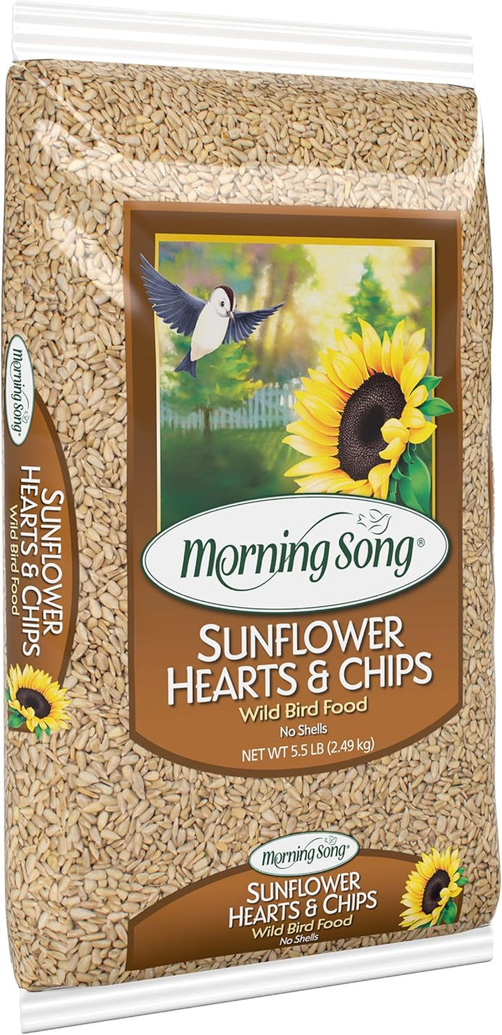Sunflower Hearts & Chips Wild Bird Food, No Mess Sunflower Seeds for Birds, 5.5-Pound Bag