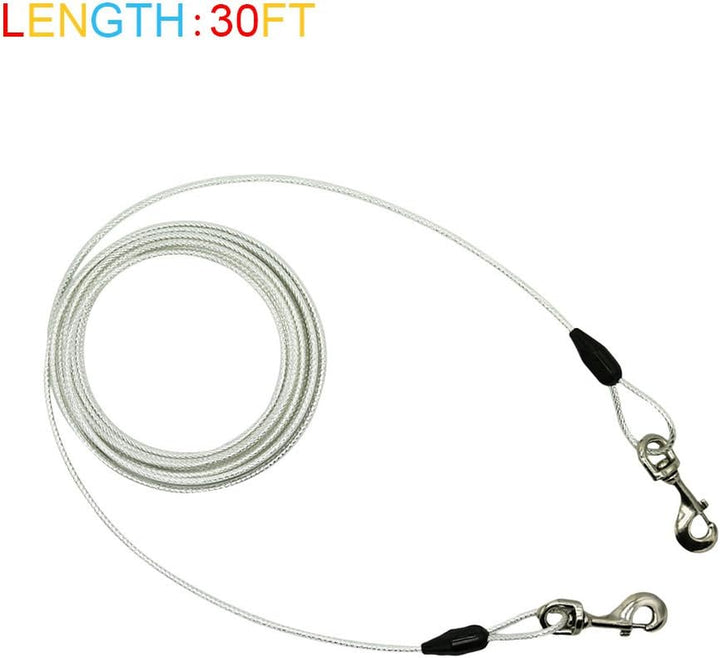 30Ft Reflective Tie-Out Cable for Heavy Dogs up to 125 Pounds