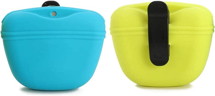 Silicone Dog Treat Pouch-Small Training Bag-Portable Dog Treat Bag for Leash with Magnetic Closure and Waist Clip Airtight Sealed - 2Pieces [US Design Patent]