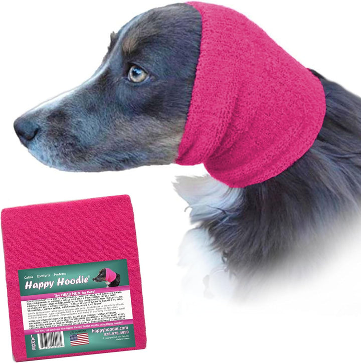 Happy Hoodie the Original Dog & Cat Calming Band - American Brand - Anxiety Relief/Noise Protection-Grooming-Thunder-Fireworks (Large, Blue) - since 2008