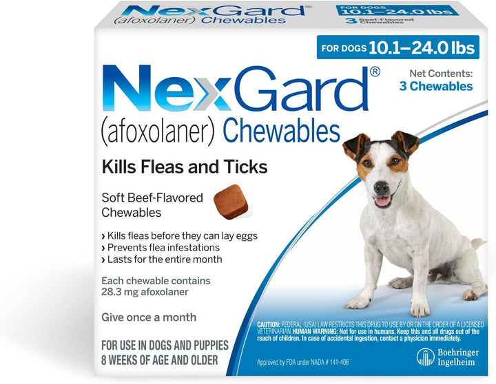 ® (Afoxolaner) Flea and Tick Protection for Dogs Oral Soft Beef Flavored Chewables, 24.1 to 60 Lbs. (Purple Box) 6 Chews (6 Month Supply)