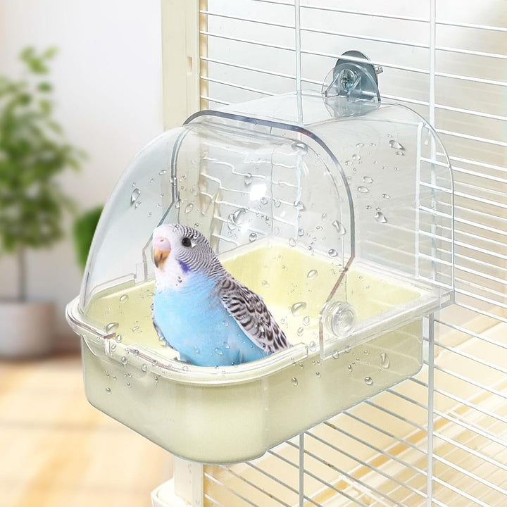 Bird Bath for Cage, Cleaning Pet Supplies Cockatiel Bird Bathtub with Hanging Hooks for Little Bird Parrots Spacious Parakeets Portable Shower for Most Birdcage(Blue)