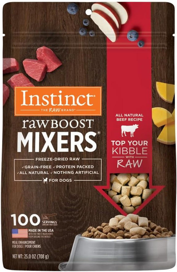 Raw Boost Mixers, Freeze Dried Dog Food Topper, Grain Free Recipe - All Natural Beef, 14 Oz. Bag