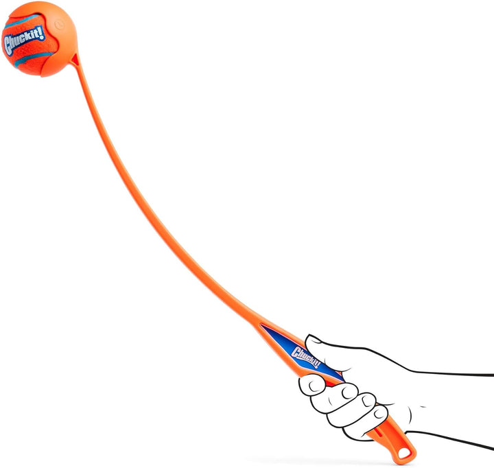 Sport 26L Dog Ball Launcher - Includes a 3-Inch Diameter Large Ball for Dogs 60-100 Pounds - Manual Thrower for Dog Balls with a Slim Ergonomic Handle - 26-Inch Length