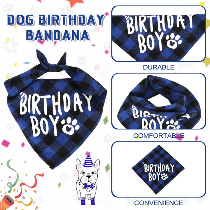Dog Birthday Party Supplies Birthday Boy Girl Cake Bandana Triangle Scarf Party Hat Dog Bow Tie Collar with Numbers for Large Medium Small Dog Puppy 1St Birthday(Elegant Style,Medium)