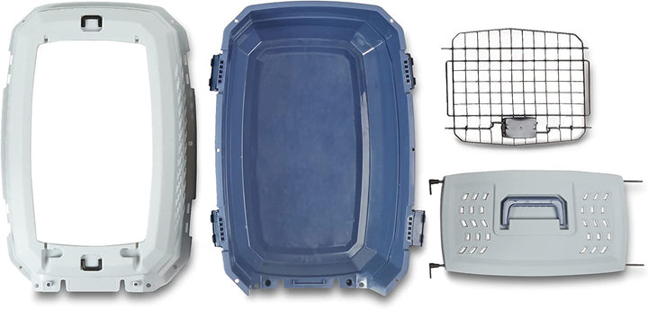 2-Door Top-Load Hard-Sided Dogs, Cats Pet Travel Carrier, Gray & Blue, 22.8"L X 15.0"W X 13.0"H