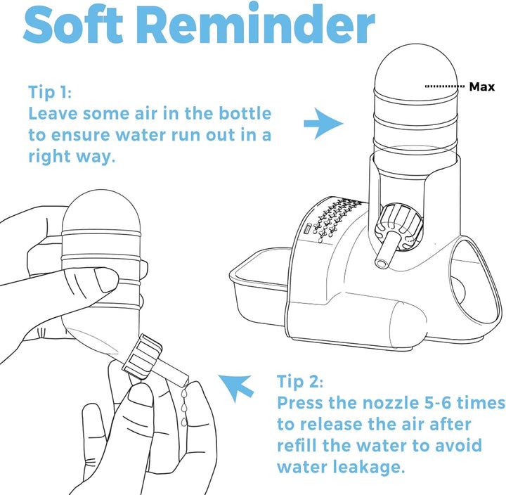 3 in 1 Hamster Water Bottle No Drip Small Animal Water Bottle Automatic Bottle Dispenser with Food Container Base Hut and Hideout Base 4Oz/120Ml,Leekproof, BPA Free