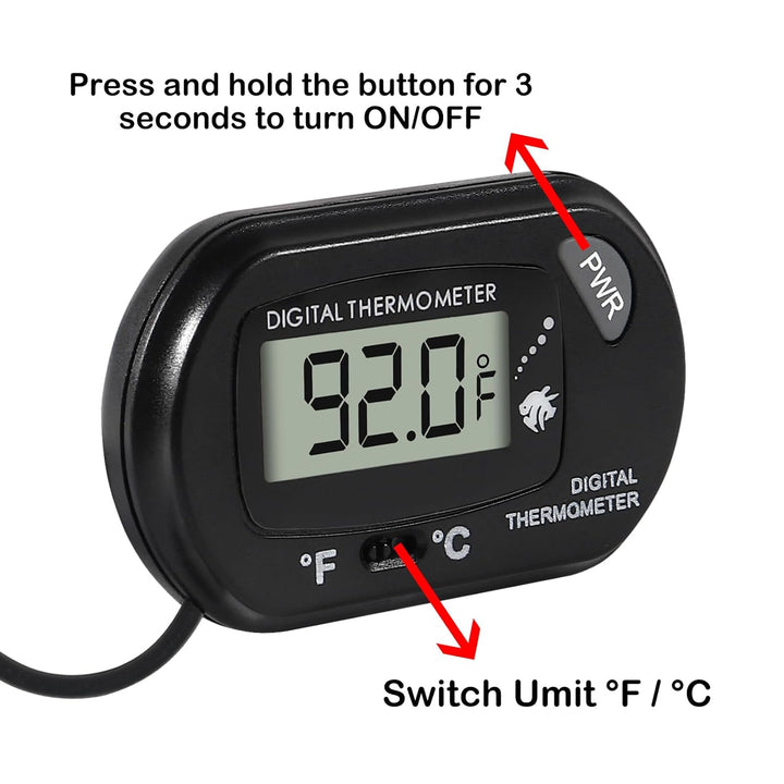4Pcs Aquarium Thermometer Fish Tank Thermometer Reptile Fahrenheit Terrarium Water Temperature Indicator Test Digital with LCD Display Fahrenheit/Celsius