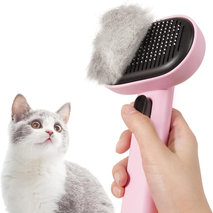 Cat Brush for Shedding, Cat Brushes for Indoor Cats, Cat Brush for Long or Short Haired Cats, Cat Hair Brush Cat Grooming Deshedding Brush for Dog Kitten Rabbit Massage Removes Loose Fur, White