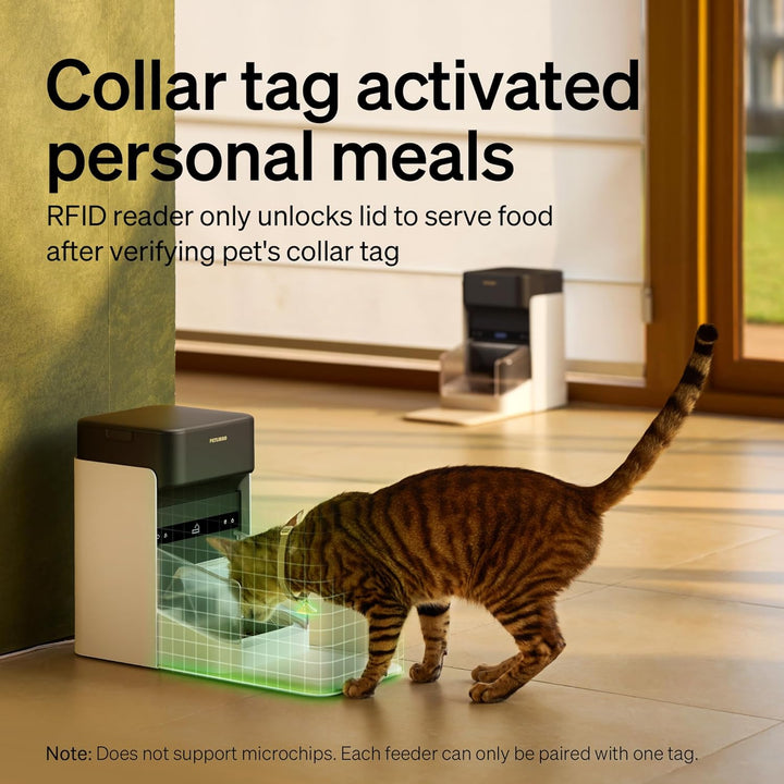 RFID Collar Tag for Smart App Monitoring Cat Water Fountain PLWF305 and One RFID Automatic Cat Feeder PLAF301, Lightweight and Compact Tag with Snap Release Design
