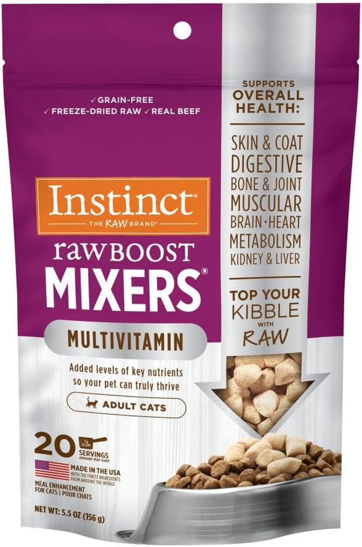 Raw Boost Mixers, Freeze Dried Cat Food Toppers with Functional Ingredients, Grain Free, Real Chicken - Digestive Health, 5.5 Oz Bag