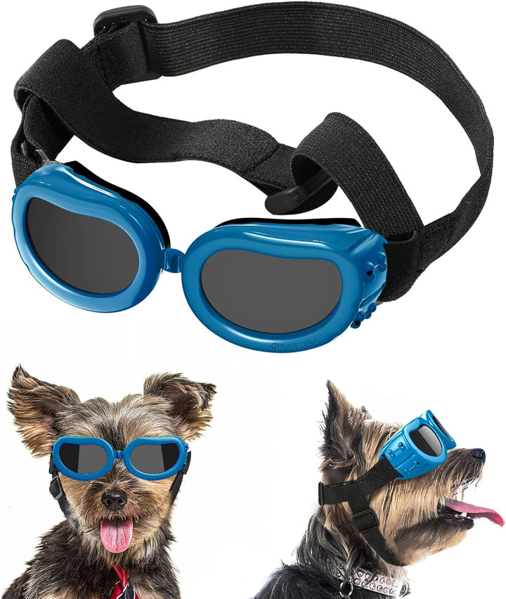 Dog Sunglasses Small Breed Goggles UV Protection,Goggles for Small Dogs Eye Wear Protection with Adjustable Strap Windproof Anti-Fog Sunglasses for S-Mall Doggy Doggie Glasses,Black