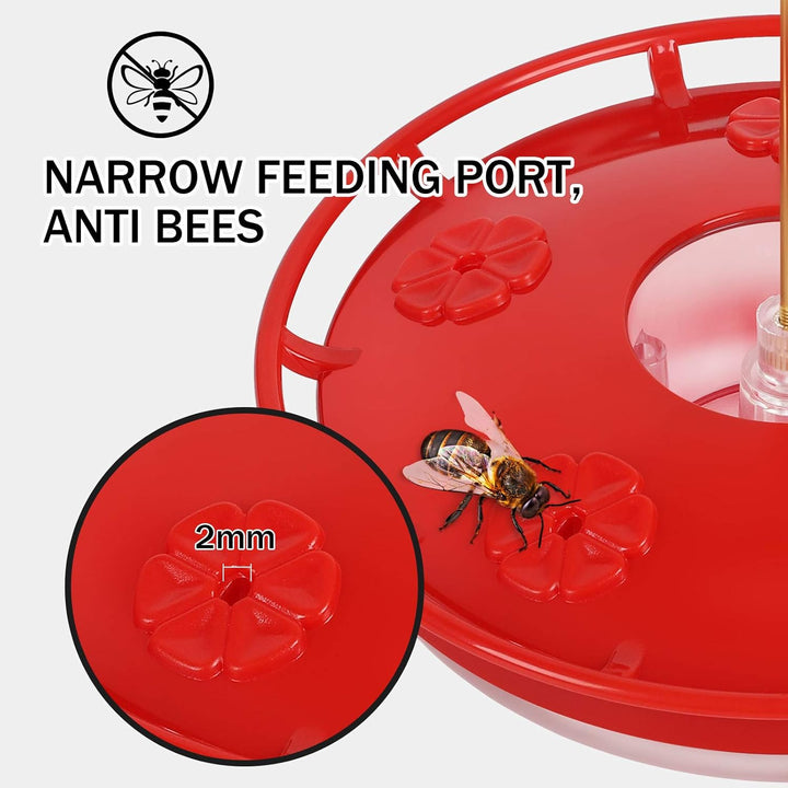 Hummingbird Feeder for Outdoors, 2 Pack, Leak-Proof, Easy to Clean and Refill, Saucer Humming Bird Feeder Plastic, Including Hanging Hook, with 5 Feeding Ports (16 Ounce/Pack)