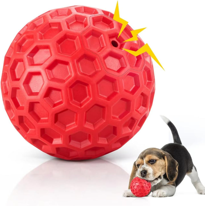 Indestructible Squeaky Dog Ball, Relieves Anxiety, Cleans Teeth, Interactive Chew Toy for Aggressive Chewers, Dog Toy for Large Breeds, Outdoor Waterproof