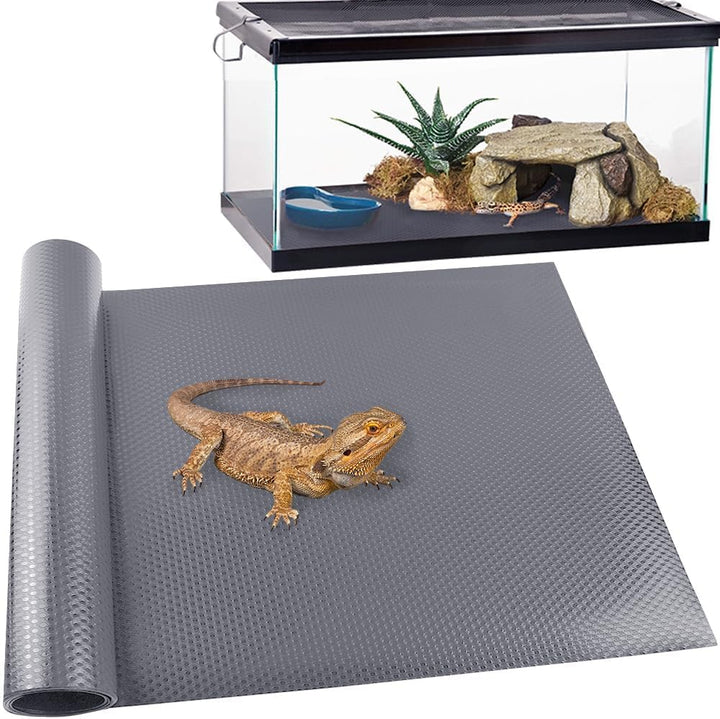 Reptile Carpet,Bearded Dragon Tank Accessories,Reptile Mat, Leopard Gecko Substrate,Bearded Dragon Tank Flooring,Snake, Tortoise Bedding(18" X 79 ", 1 PCS Black Thicker Mat)