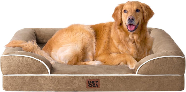Orthopedic Dog Beds for Extra Large Dogs 44X32Inch, Waterproof Memory Foam XL Pet Bed with Sides, Non-Slip and Egg-Crate Foam Big Dog Couch Bed with Washable Removable Cover, Grey