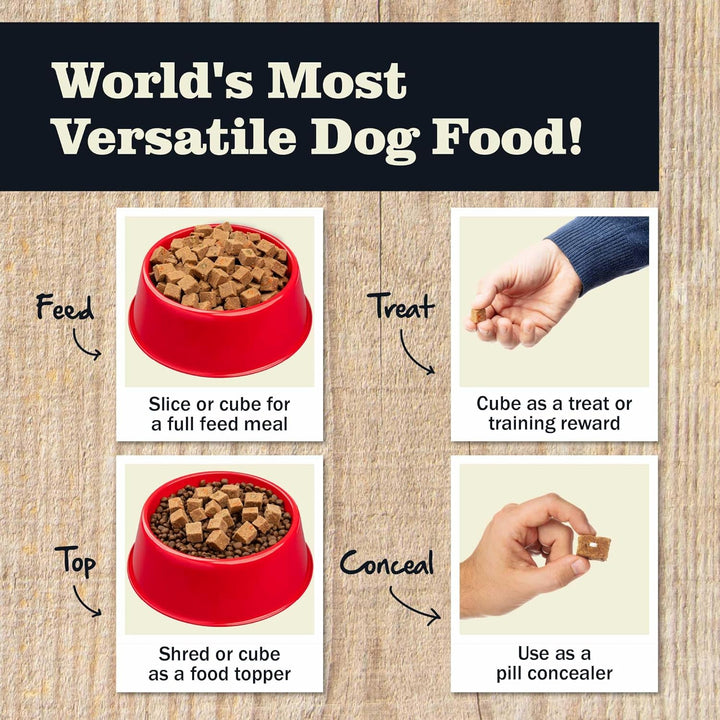 All-Natural Premium Rolled Dog Food, Beef Recipe - Soft Semi-Moist Wet Formula for High Protein Diet, Training Rewards, & Treat Pill Concealer - 4 Lb, 1 Count