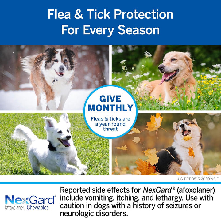 ® (Afoxolaner) Flea and Tick Protection for Dogs Oral Soft Beef Flavored Chewables, 24.1 to 60 Lbs. (Purple Box) 6 Chews (6 Month Supply)