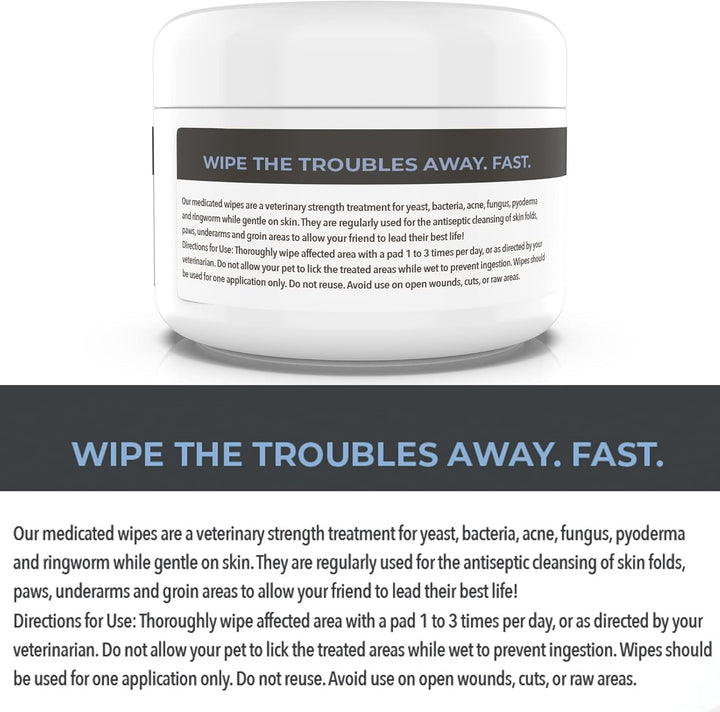 - Antibacterial & Antifungal Wipes for Dogs & Cats (With Chlorhexidine & Ketoconazole)