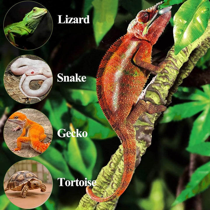 Reptile Vines, Flexible Jungle Climbing Vines Terrarium Plastic Plants and Leaves Tank Accessories Decor for Gecko Snake Lizard Bearded Dragon Hermit Crab Frog