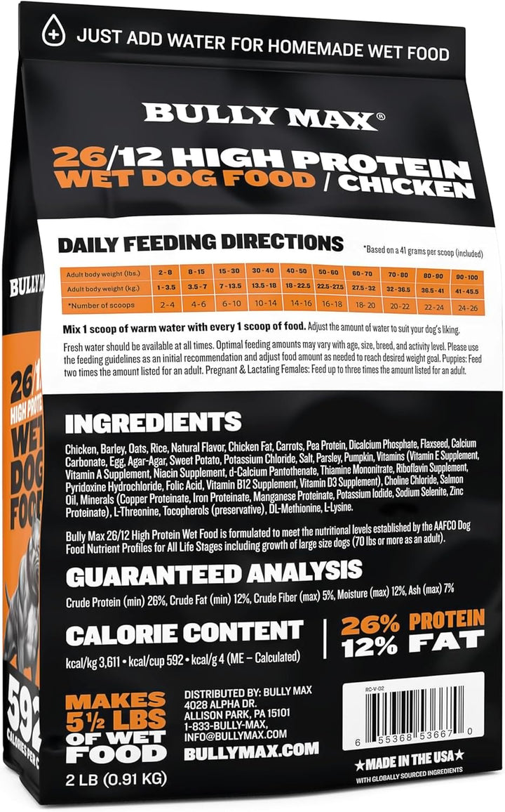 Wet Dog Food for Adults & Puppies - Dehydrated High Protein Instant Fresh Soft Dog Food with Chicken - Healthy Muscle Growth for Small & Large Breeds - 2 Dry Pounds (Makes 5.5 Lbs. Wet Food)