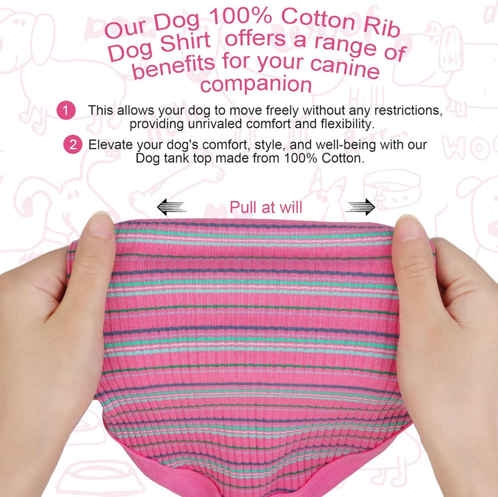 Elevate Your Pet'S Comfort and Fashion: Premium 100% Cotton Rib Dog Shirt Vest for Small Breeds like Chihuahuas, Yorkies, and Puppies .Year-Round Style with Tank-Style Puppy Attire Pink X-Small