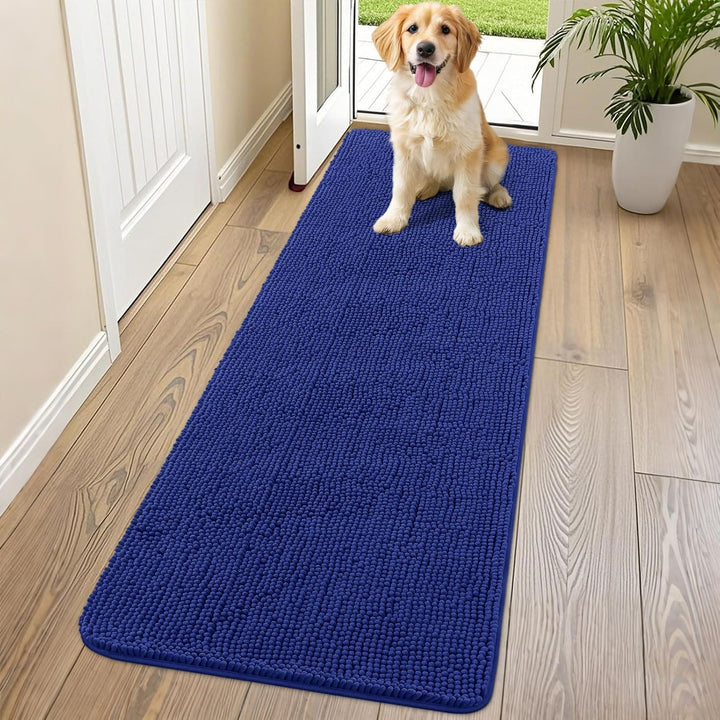 Dog Door Mat for Muddy Paws 30X20, Absorbs Moisture and Dirt Doormat, Non-Slip Washable Quick Dry Chenille Front Door Mat Indoor Entrance, Entryway Carpet for inside Floor, Grey