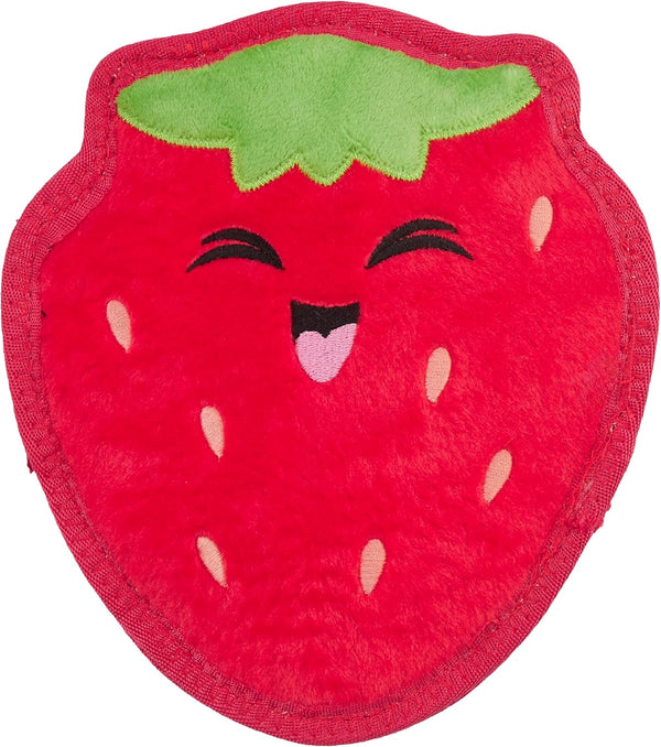 Tough Skinz Durable Squeaky Dog Toy with Two Tough Layers, Strawberry, Red, Medium