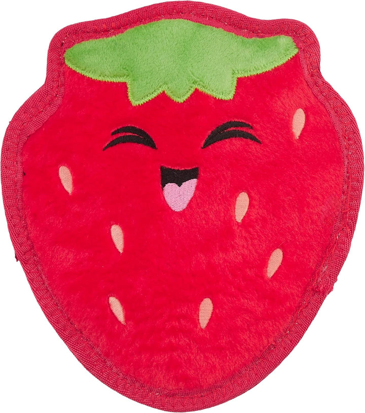 Tough Skinz Durable Squeaky Dog Toy with Two Tough Layers, Strawberry, Red, Medium