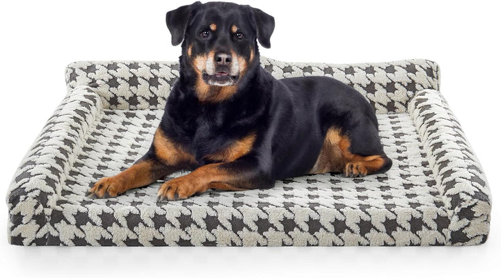 Orthopedic Dog Beds Large Sized Dog, XL Washable Memory Foam Pet Couch Bed with Removable Washable Cover, Non-Slip Bottom with Bolster Sides, Grey