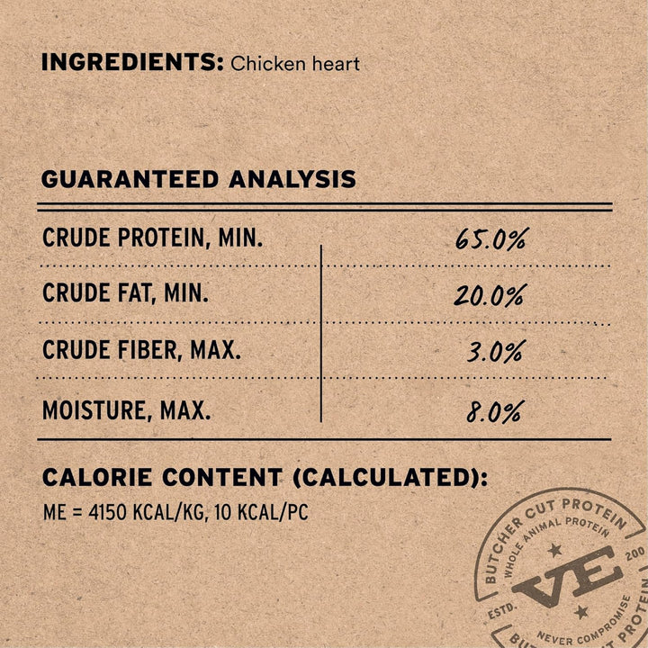 Chicken Hearts Cat Treats, 1 Oz | Freeze-Dried Raw | Single Ingredient | Grain Free, Gluten Free, Filler Free