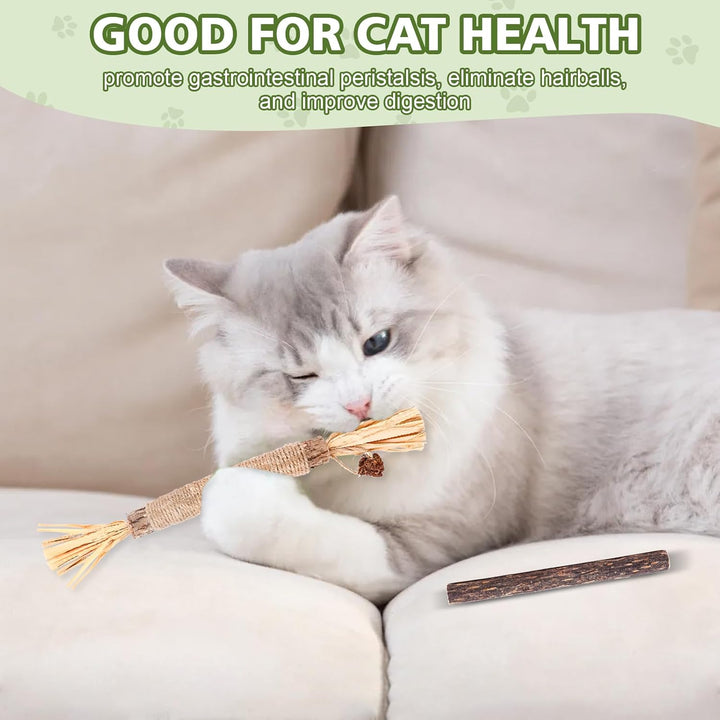 6 Pack Silvervine Sticks Cat Toy, Natural Chew Stick for Dental Care Teeth Cleaning,Matatabi Cat Nip Treat Toys for Indoor Cats& Kittens