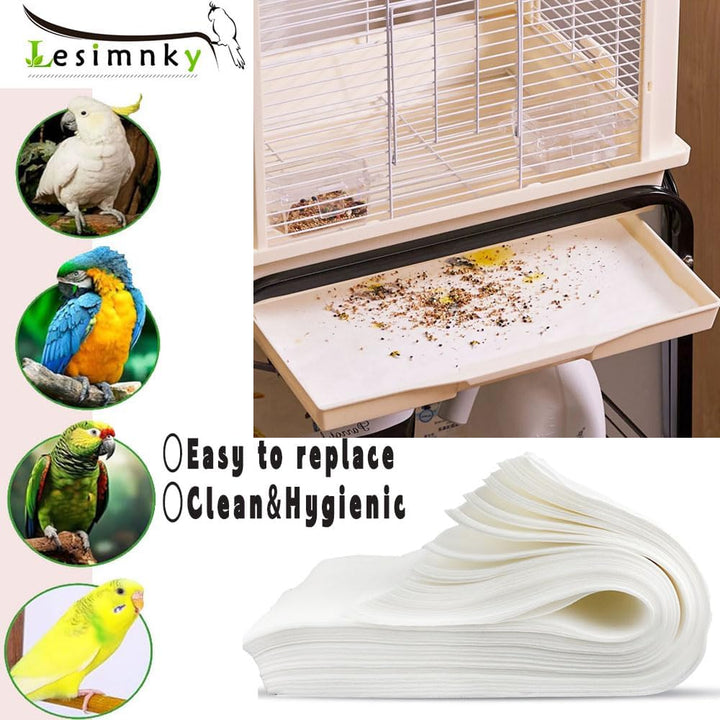 120 Pieces Bird Cage Liners-11'' X 17''Disposable Non-Woven Bird Cage Paper Liners Precut Absorbent Fecal Tray Cages Cushion Pad Mat Cuttable Pet Animal Cages Cushion for Parrot (White)