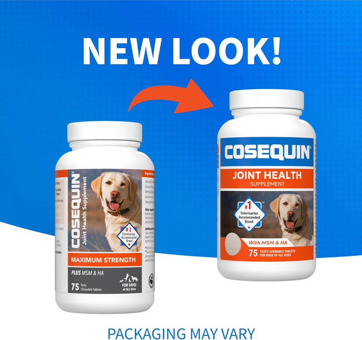 Nutramax Cosequin for Dogs Joint Health Supplement, Contains Glucosamine for Dogs, plus Chondroitin, MSM and HA, Supports Healthy Joints, Chewable Tablets, 75 Count