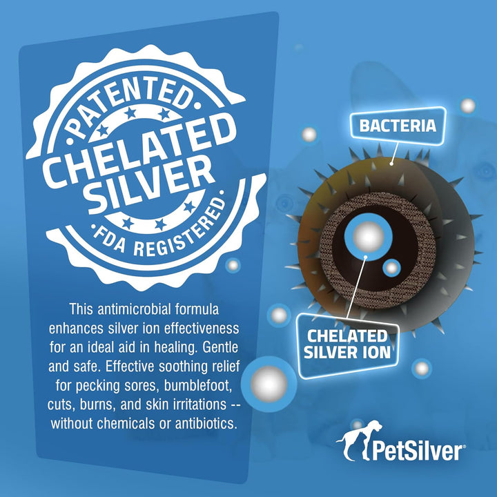 Chicken Wound Spray for Chickens & Birds - Patented Silver Solution - Silver Spray for Wounds, Pecking Sores, Bumblefoot, Cuts, Burns, & Skin Irritations - Chicken Care - USA Made - 12 Fl Oz