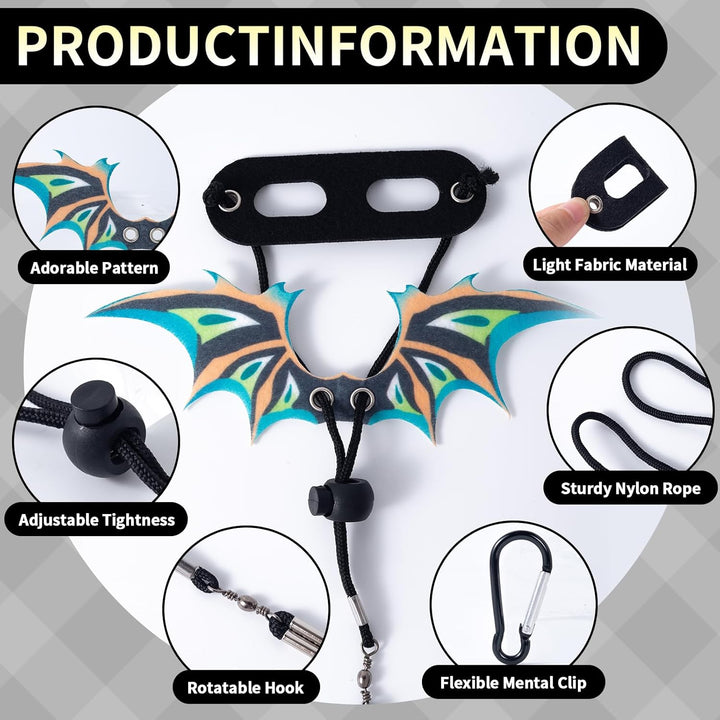 2 Pack Bearded Dragon Lizard Harness Leash Set, Adjustable Reptile Lizard Leashes with Adorable Dinosaur Wing for Geckos, Chameleon, Lizards