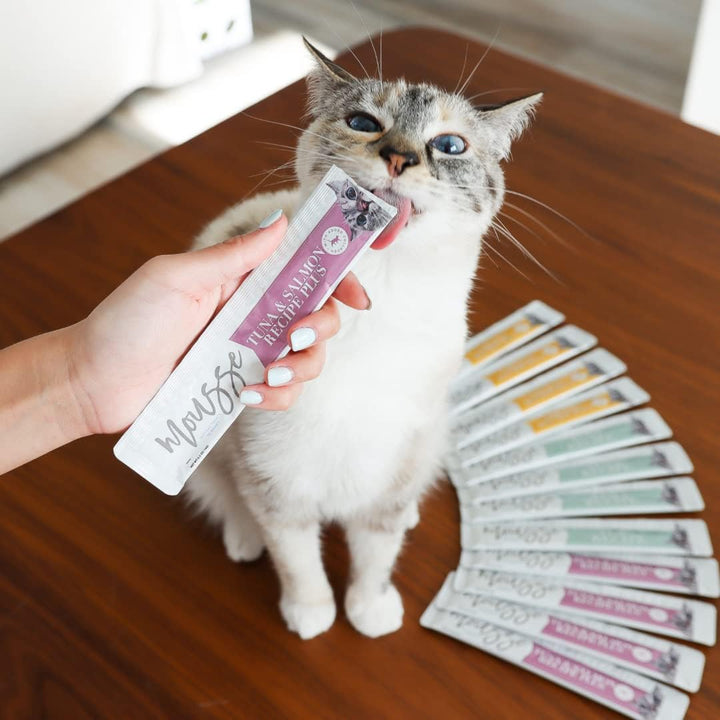 - Natural Lickable Cat Squeeze up Treat,Topper - Variety plus Pack Mousse - Wet Food Cat Puree - Grain Free, Non_Gmo Minerals, Vitamins - 24 Pack