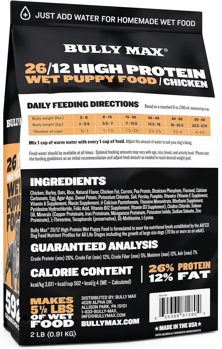 Wet Puppy Food - Instant Fresh Dehydrated High Protein Soft Dog Food with Chicken - Healthy Growth for Small & Large Breed Puppies - 2 Dry Dog Food Pounds (Makes 5.5 Lbs. of Wet Food)