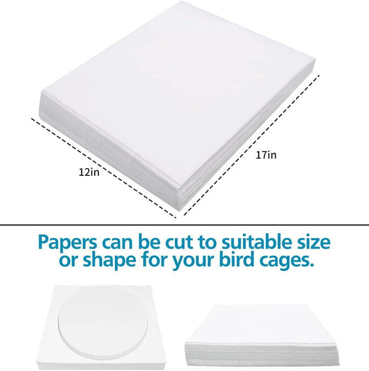 Bird Cage Liner Papers, 100 Sheets 17X12In Non-Woven Bird Cage Liners, Precut Absorbent Bird Paper