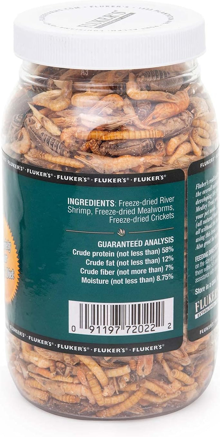 Aquatic Turtle Food, Vitamin, Enriched Medley Treats of Freeze, Dried River Shrimp, Mealworms, and Crickets, 2.9 Oz