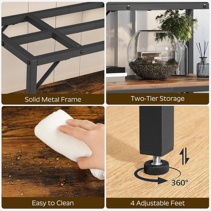 20 Gallon Fish Tank Stand, Aquarium Stand with 2-Tier Storage Shelves, Heavy Duty Breeder Turtle Terrarium Stand Rack for Home Office, 24.0" L X 11.8" W X 24.4" H, Rustic Brown FTHR2001