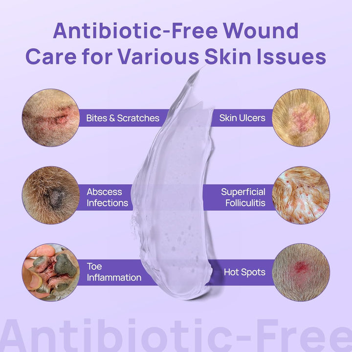 Dog Wound Care Hydro Gel, Heals Wounds, Hot Spot Treatment for Dogs, Soothes Inflammation, Prevents Infection, Treats Bites, Scratches & Skin Ulcers, Cat Wound Care Solution, 3.4 Ounces