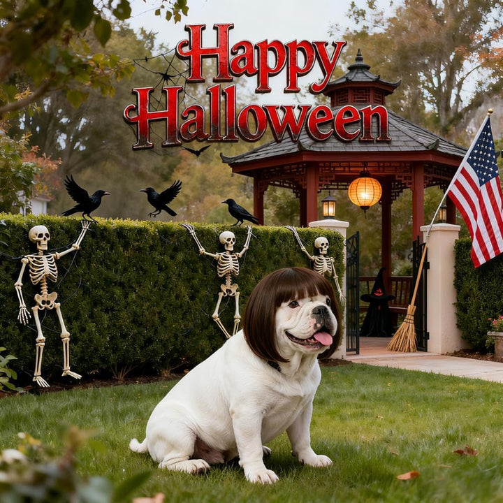 Funny Dog Wig for Small Medium Large Dogs with Adjustable Elastic Bands, Trimmable Pet Costume Cat Cosplay Decoration for Halloween, Christmas, Parties