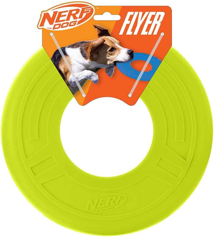 Atomic Flyer Outdoor Dog Toy, 10 Inch Flying Disc Dog Fetch Toy, Rubber Dog Toy for Medium Dogs and Large Dogs, Orange